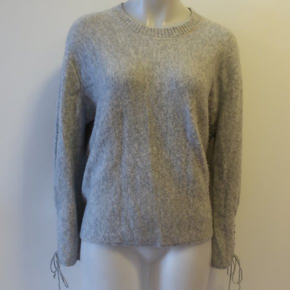 *Womens 3.1 Phillip Lim Gray Laced Sleeve Wool Blend Pullover Sweater M - Picture 6 of 10